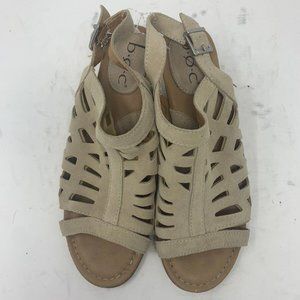 BOC Born Sandals Womens 7 M Slingback Wedge Heels Brown Leather